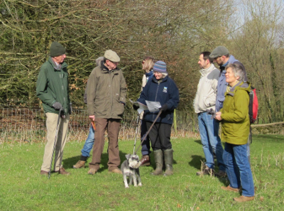 The Group discussing local history at Newington Bagpath